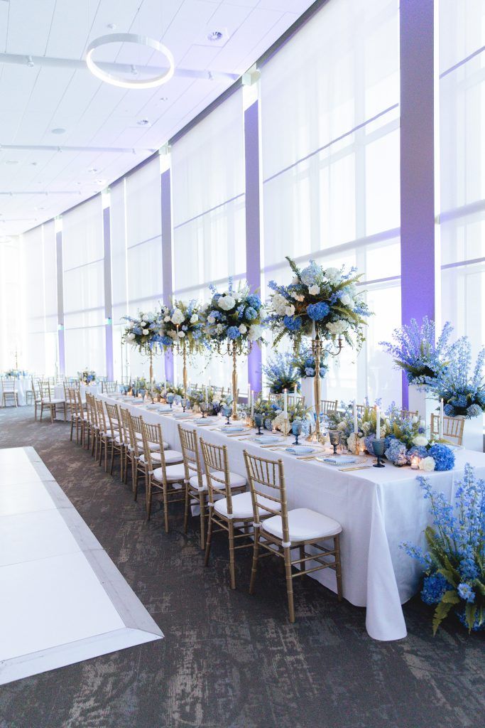 Lavender and blue wedding decor at Brannon Center on I Said Yes! FL