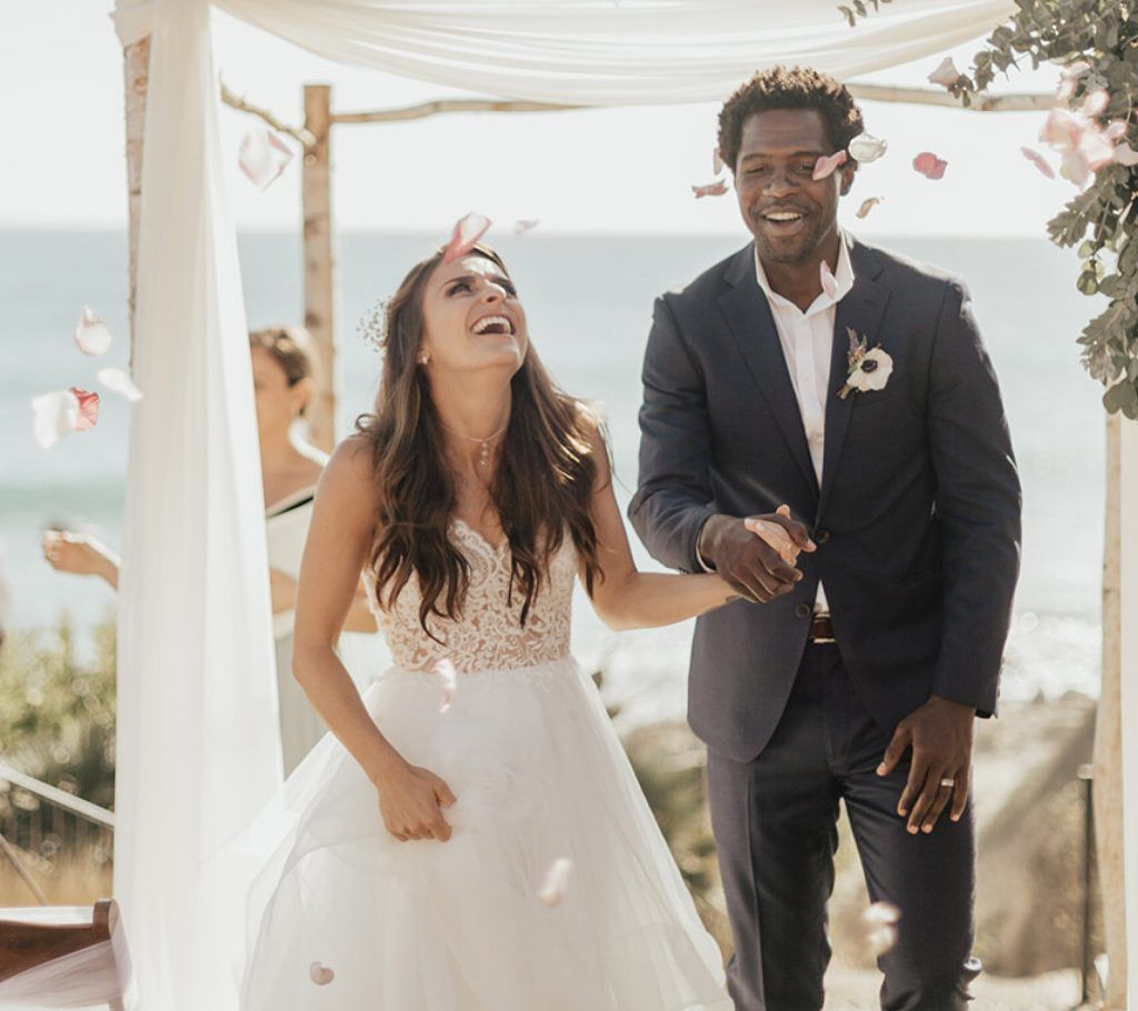 couple celebrating wedding day