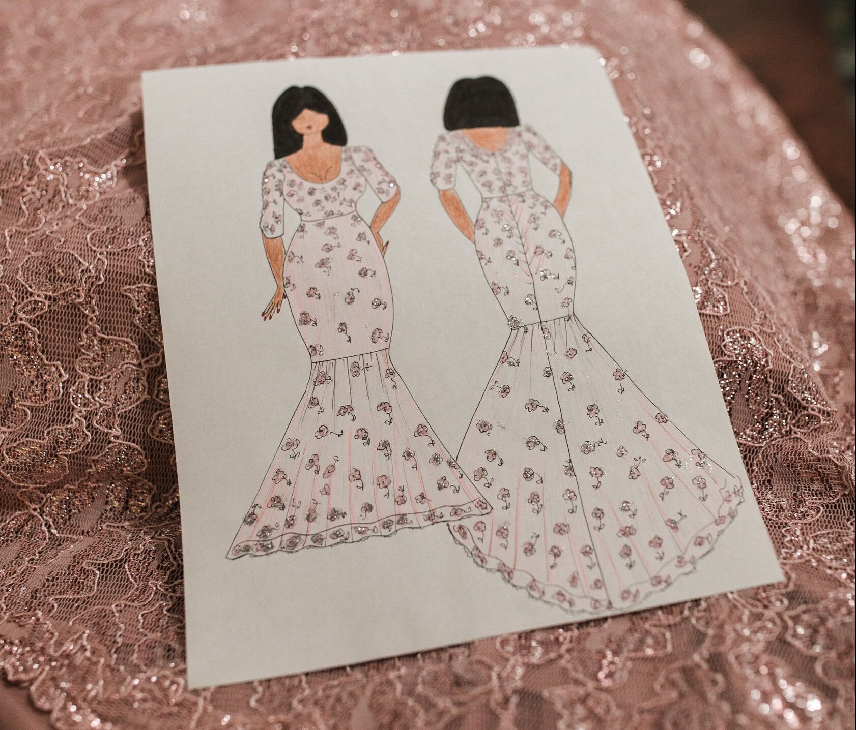 sketch and design of your custom wedding dress