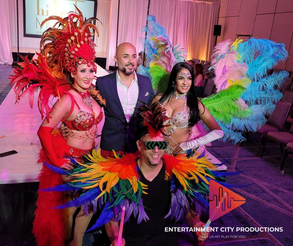 entertainment city productions team dressed in carnivale style outfits