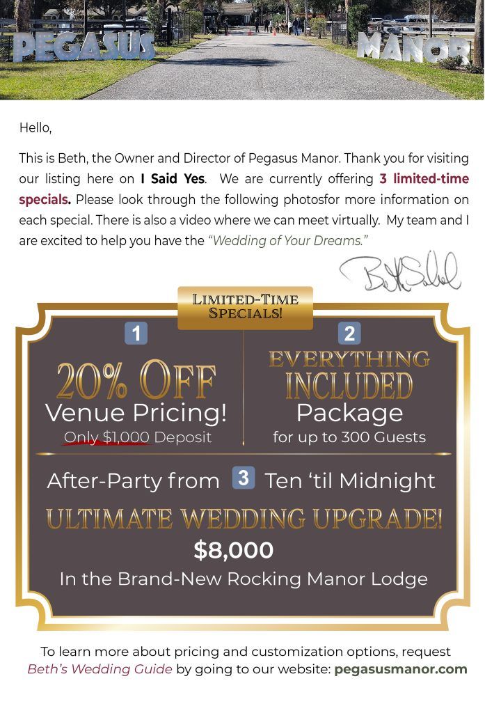 Pegasus Manor current discounts