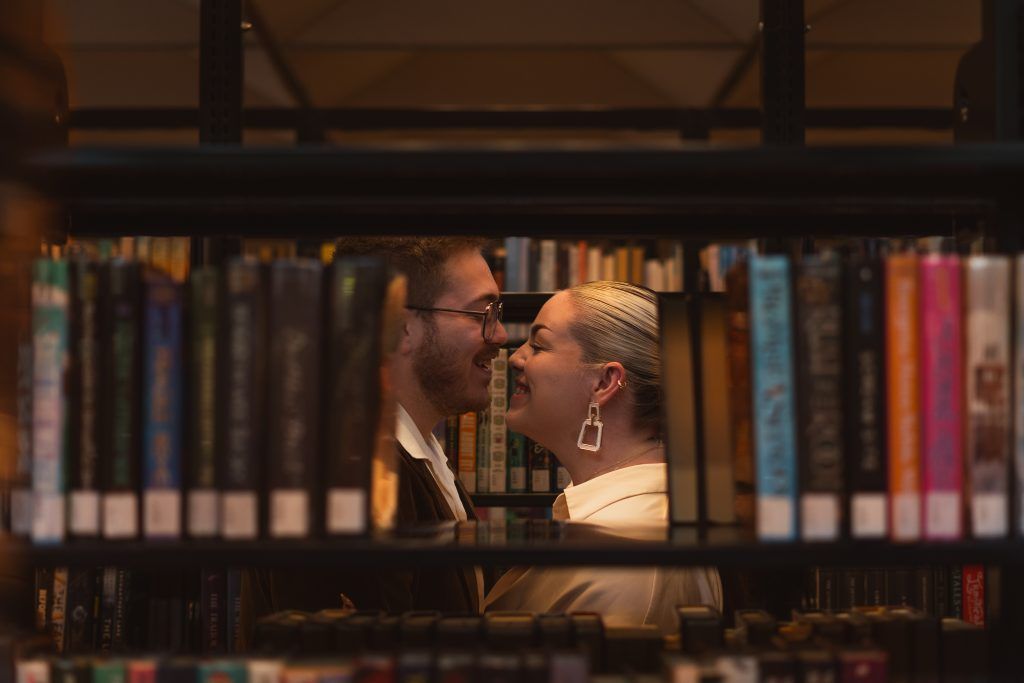 Intimate engagement shoot in a Orlando Library captured by Christina Foulds Photography, Orlando & Central Florida wedding photographer