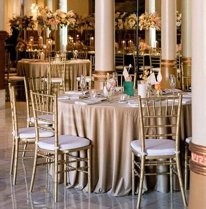 gold and white themed wedding reception