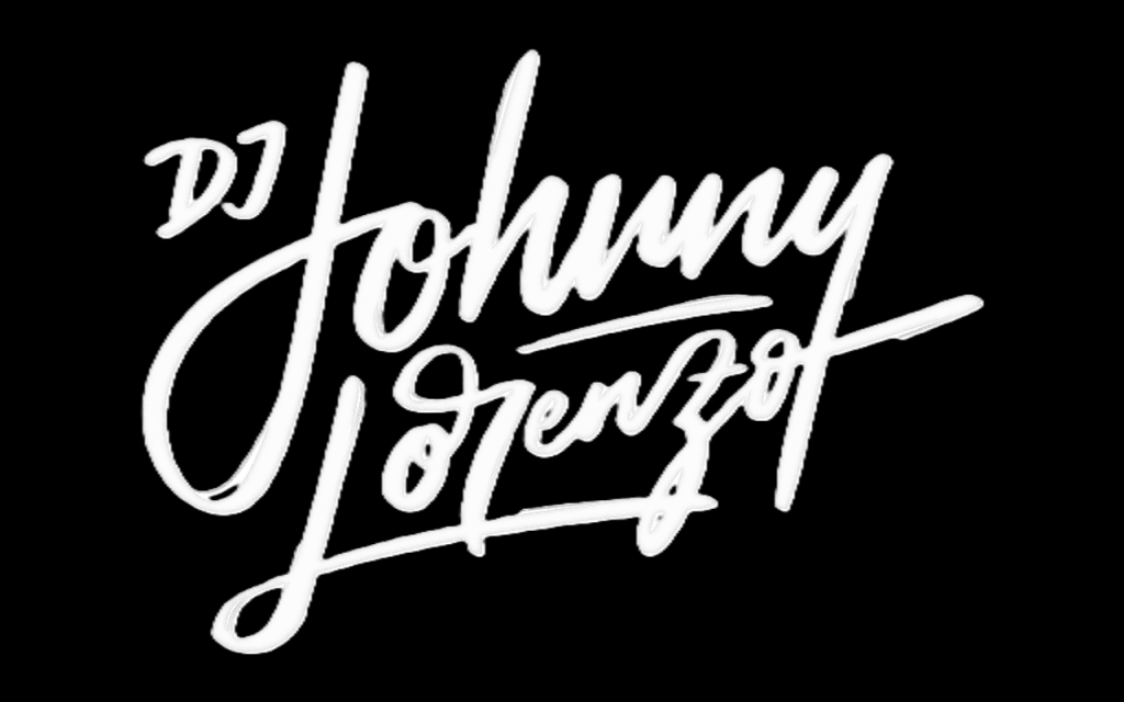 Dj Johnny Lorenzo white logo on black background