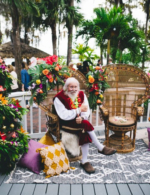 Santa Claus Makes Makes Appearance at Christmas Wedding Reception